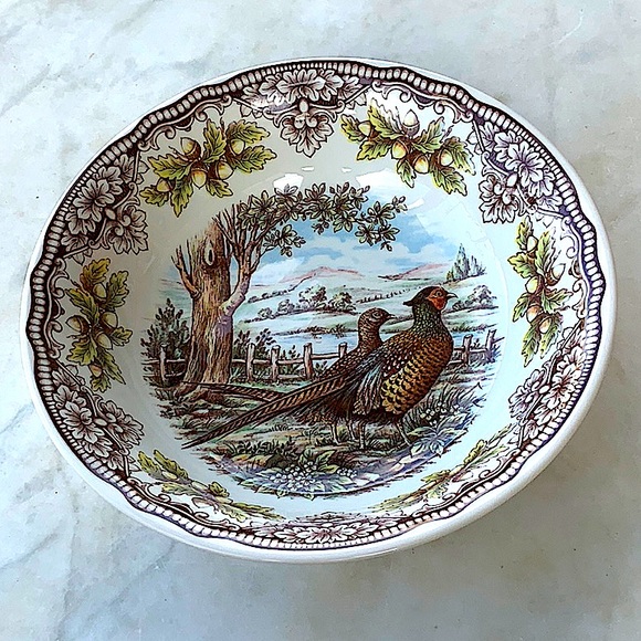 THE VICTORIAN ENGLISH POTTERY PHEASANT INDIVIDUAL PASTA BOWL - Picture 3 of 5